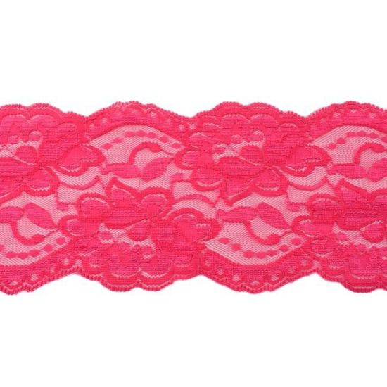 elastisches Spitzenband - Flowers - Pink