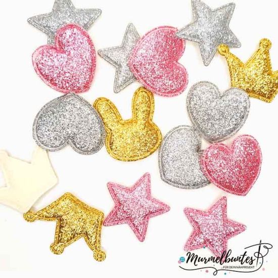 Preview: 3 Stück - Applikation - Glitzer Hase - Gold