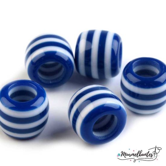 8 Perlen - Stripes - Blau/Weiss