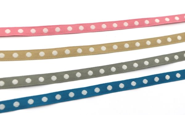 Webband - Punkte - Grau - Grosa - Sand - Blau