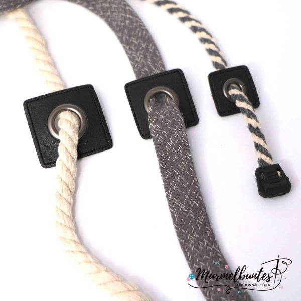 2 Stück Ösenpatches - Classic 11mm - Schwarz/Silber