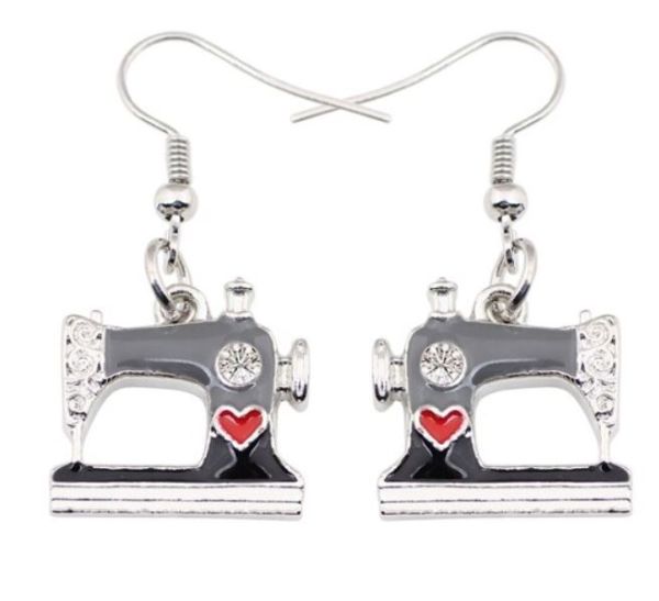 Ohrringe - Nähmaschine - Emailliert