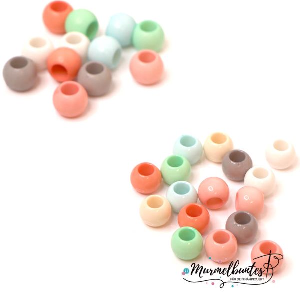 12 Perlen - SuperBIG Pastell - Großloch - 14mm