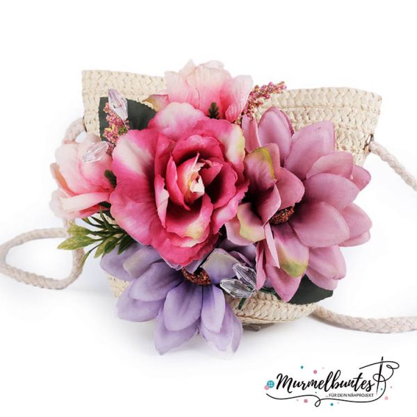 Tasche - Bast - Blumen - Umhängetasche